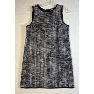 LOFT Outlet Petite - Blue black tweed sleeveless sheath dress, preppy work MP